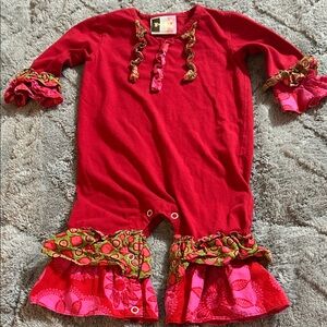 Red and Pink Ruffled Kids One Piece Jumper Romper